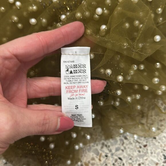 Nasty Gal gold shell pearl maxi beach dress coverup sheer small s - Picture 9 of 10